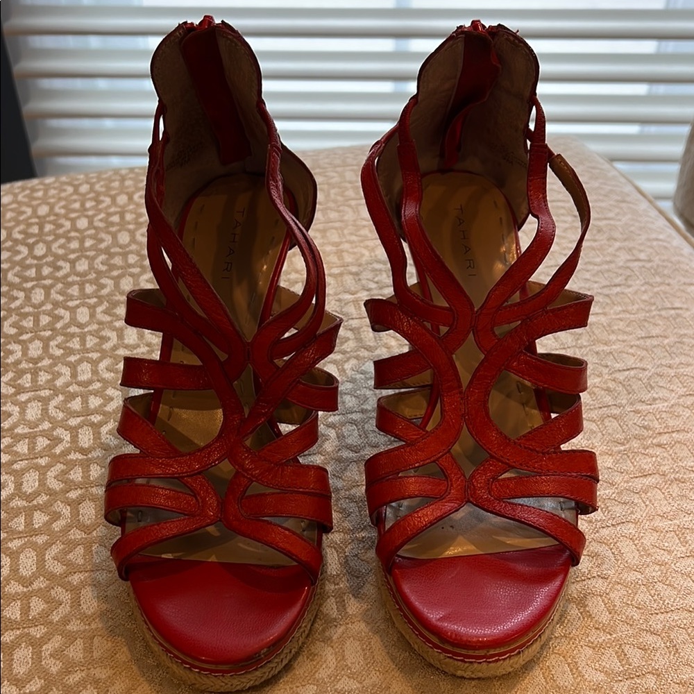 Tahari Vibrant Red Strappy Sandals